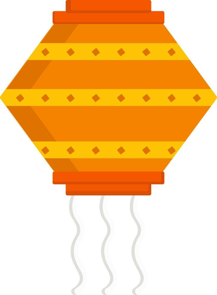 Yellow And Orange Lantern Icon In Flat Style. vector