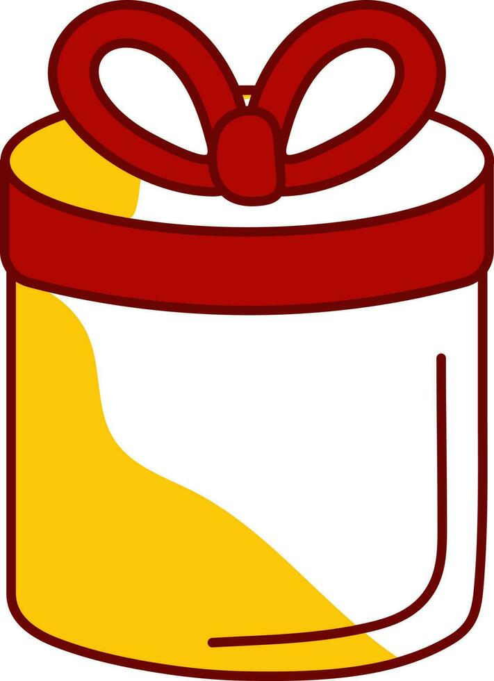 Red And Yellow Gift Box Icon In Flat Style. vector