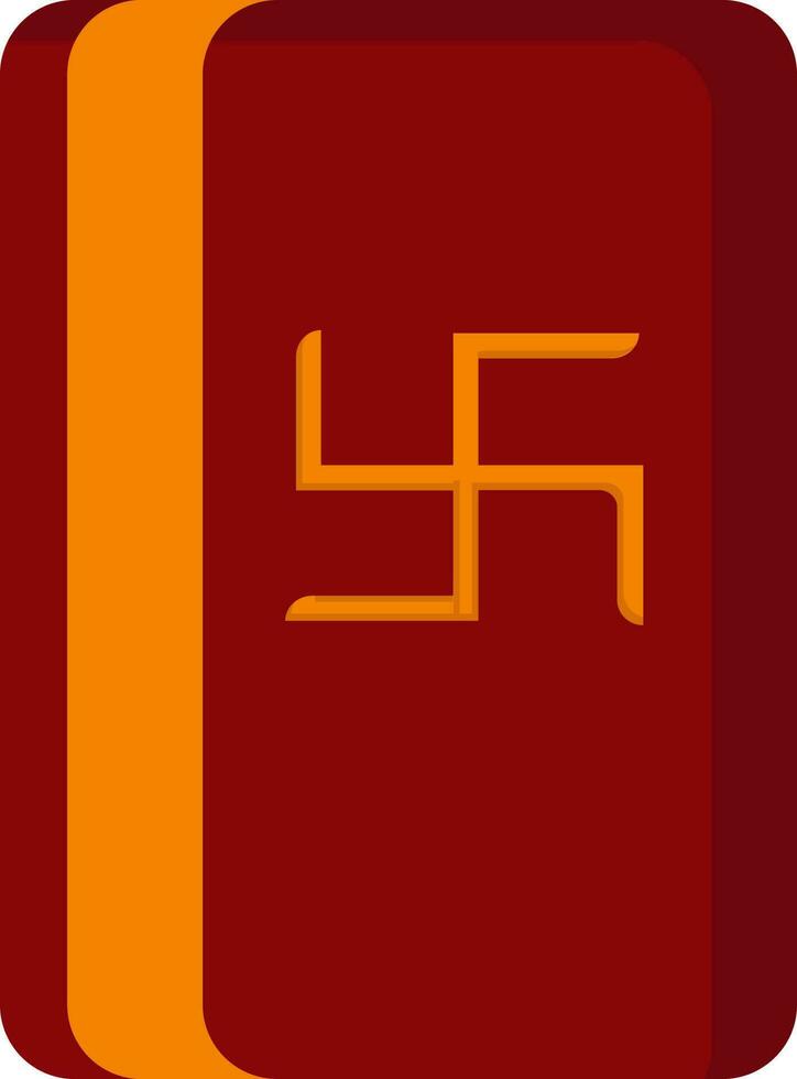 Swastika Symbol Book Icon In Red And Yellow Color. vector