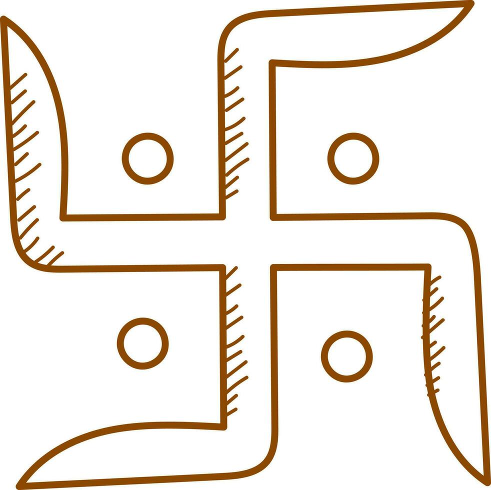 Isolated Swastika Symbol Or Icon In Brown Color. vector