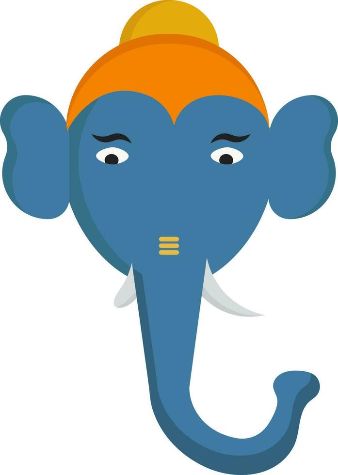 Lord Ganesha Face Icon In Blue And Yellow Color. vector