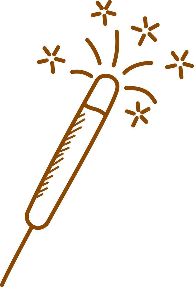 Firework Stick Icon In Brown Color. vector