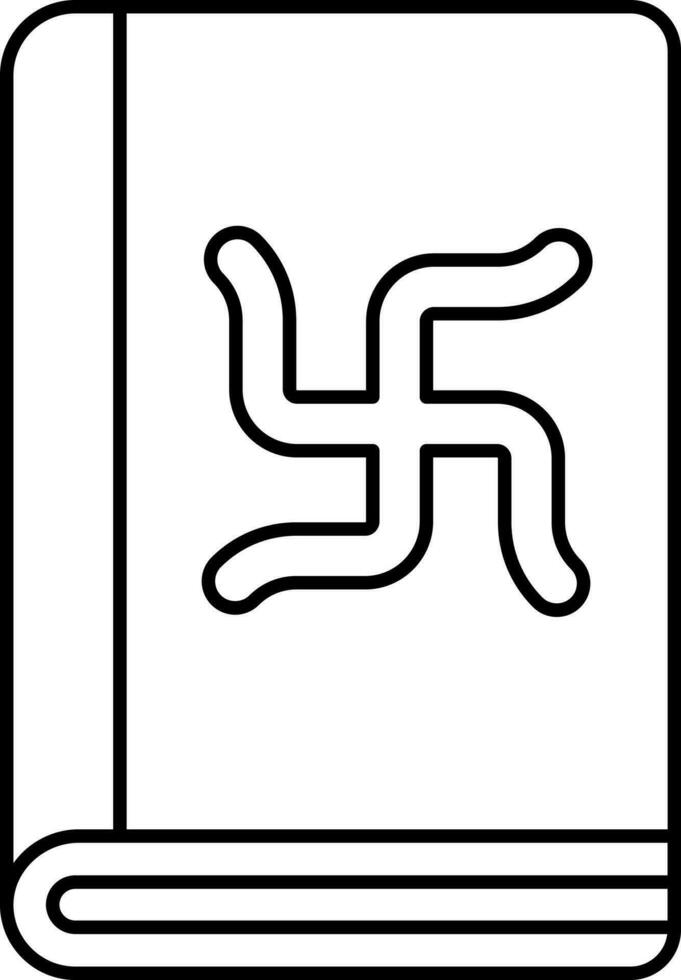 Swastika Symbol Book Icon In Line Art. vector