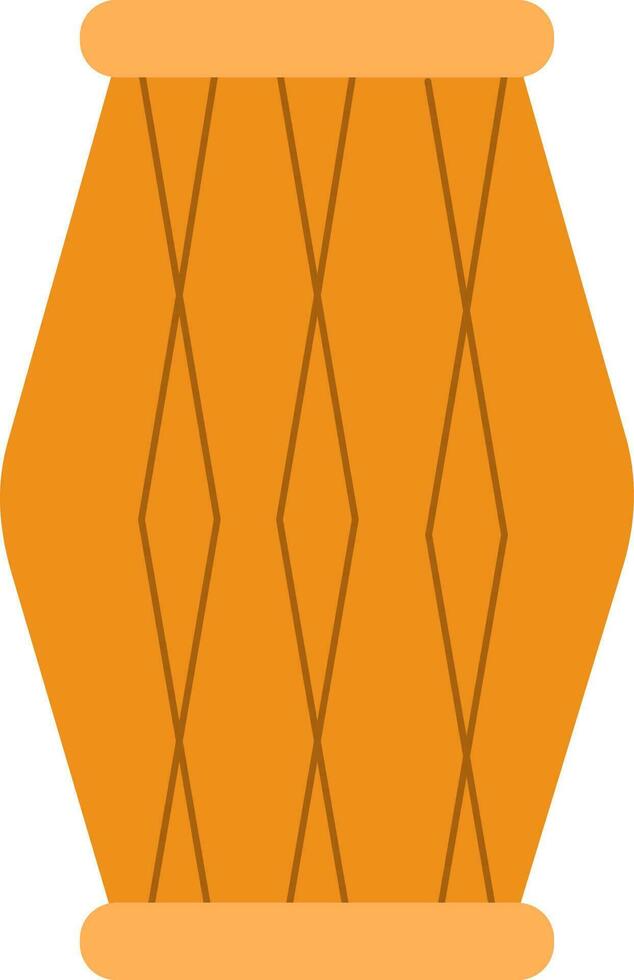 Isolated Musical Drum Or Dholak Icon In Flat Yellow Color. vector
