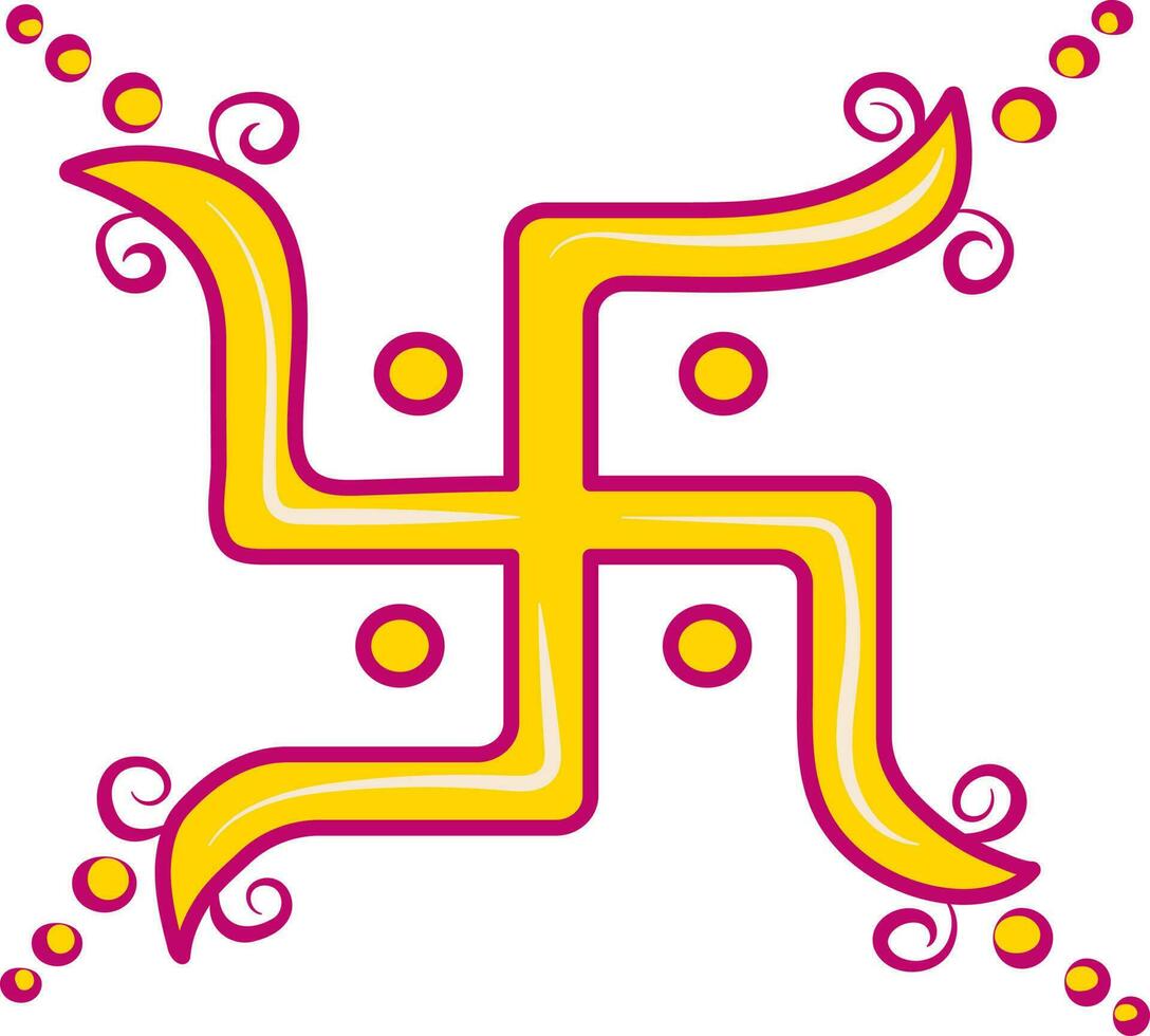 Illustration Of Pink And Yellow Swastika Symbol Or Icon In Flat Style. vector