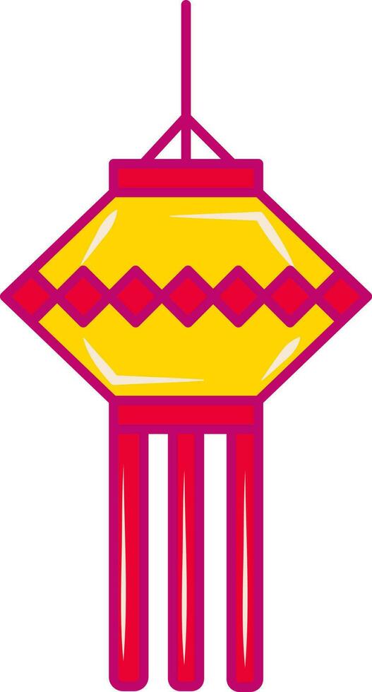 Illustration Of Paper Lantern Icon In Pink And Yellow Color Flat Style. vector
