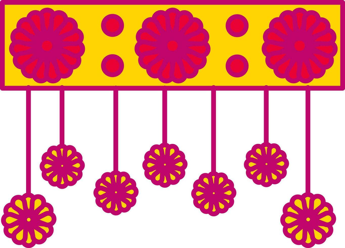 Illustration Of Colorful Decorative Hanging Flower Garland Icon. vector