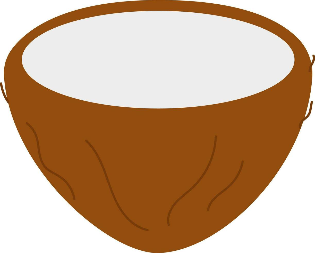 Isolated Coconut Icon Or Symbol In Brown And White Color. vector