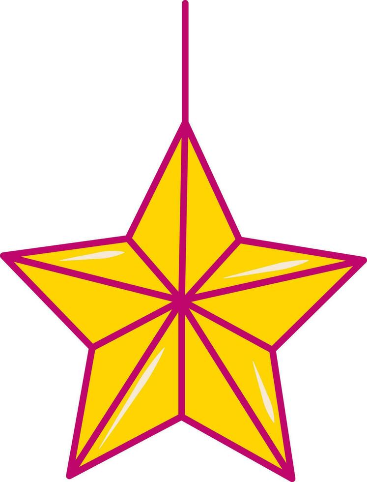 Isolated Decorative Hanging Star Icon In Pink And Yellow Color. vector