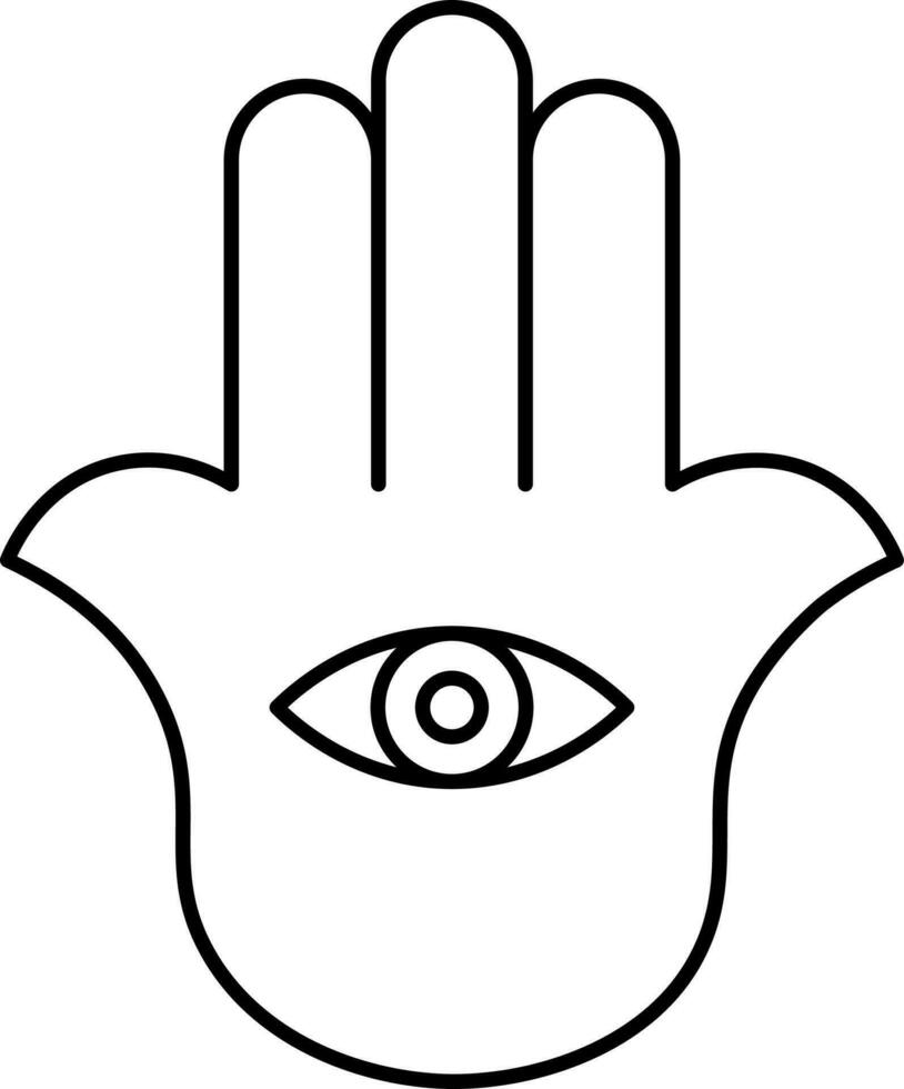 Isolaed Hamsa Hand Icon In Black Outline. vector