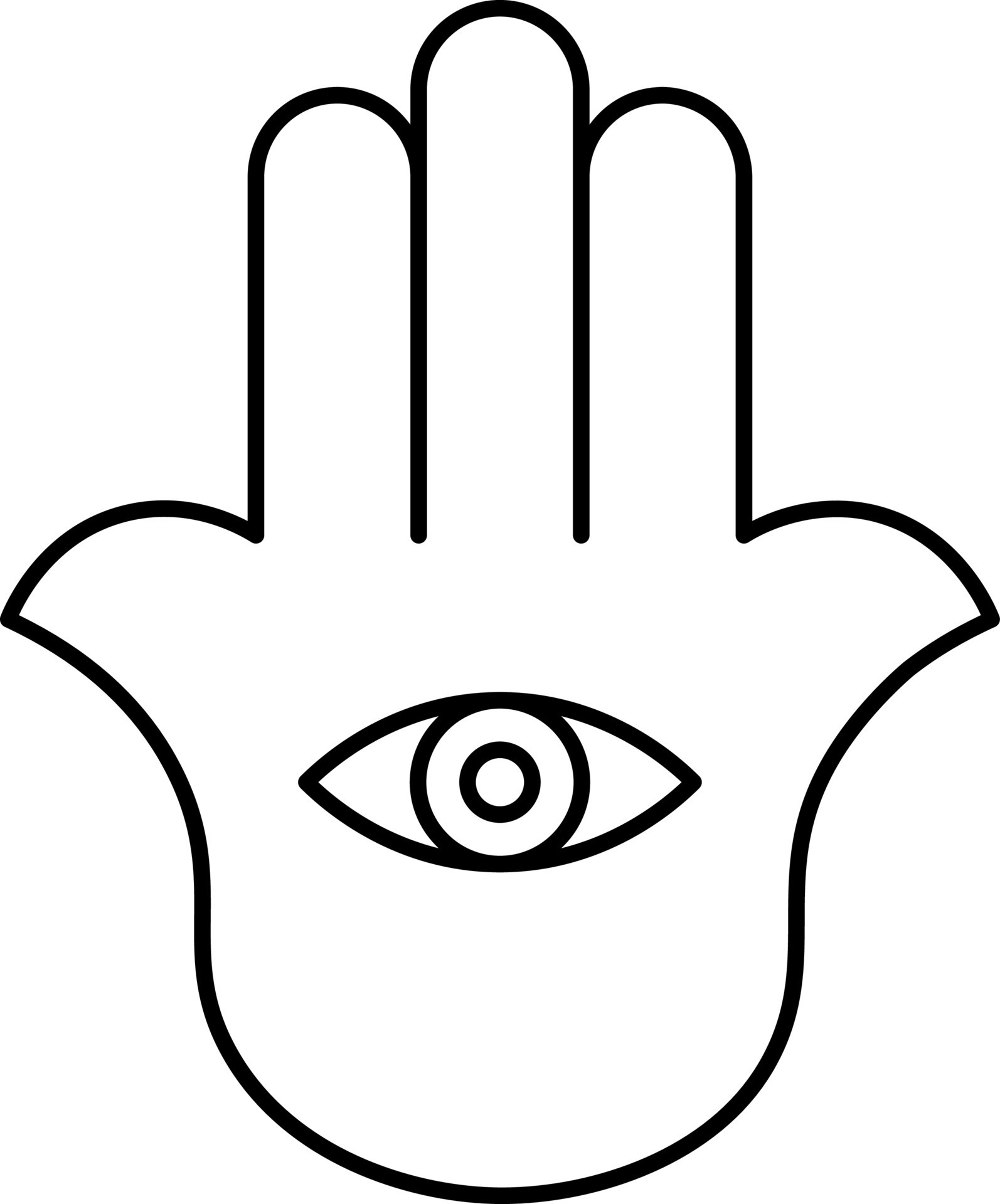 Isolaed Hamsa Hand Icon In Black Outline. 24181892 Vector Art at Vecteezy