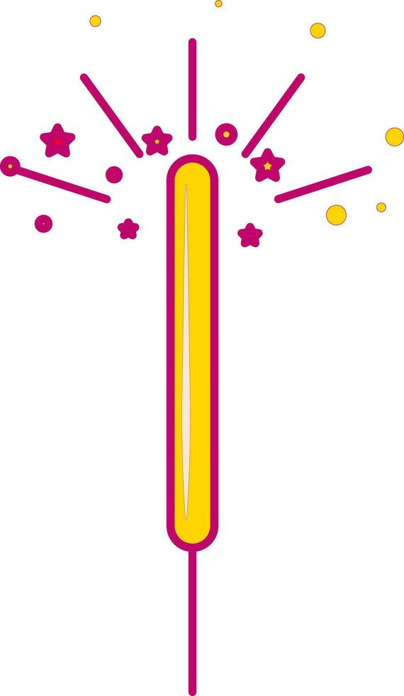 Isolated Firework Stick Icon In Pink And Yellow Color. vector