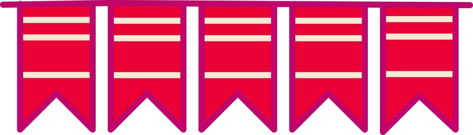 Colorful Bunting Flags Icon In Flat Style. vector