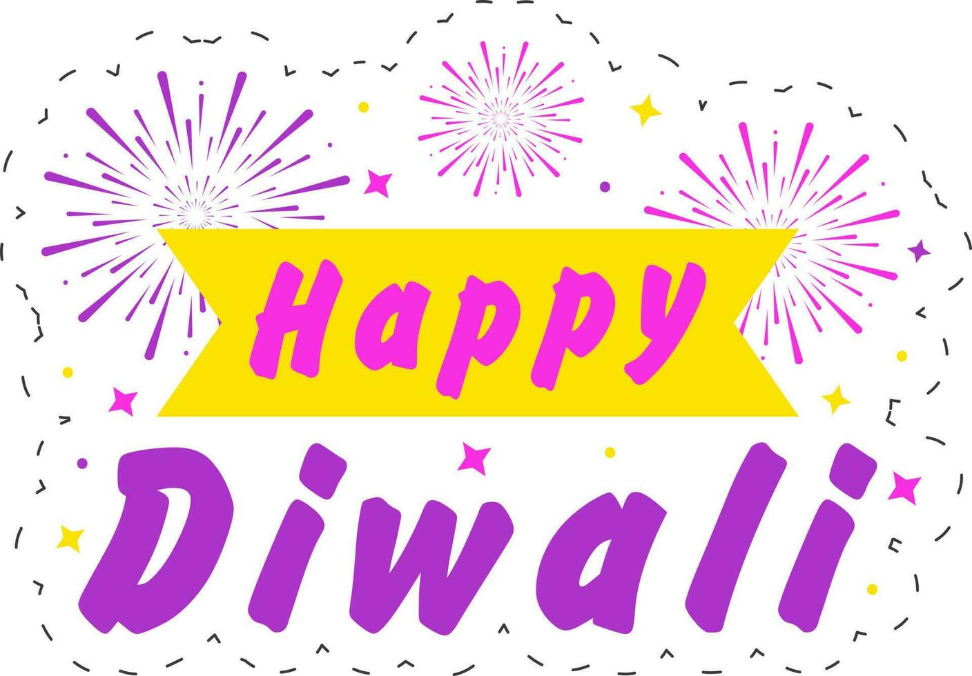 Explosive Happy Diwali Message Text With Fireworks Background In Sticker Style. vector