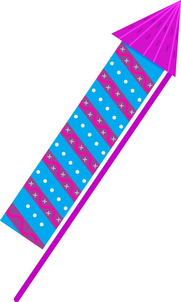 Pink And Blue Firecracker Rocket Flat Icon. vector