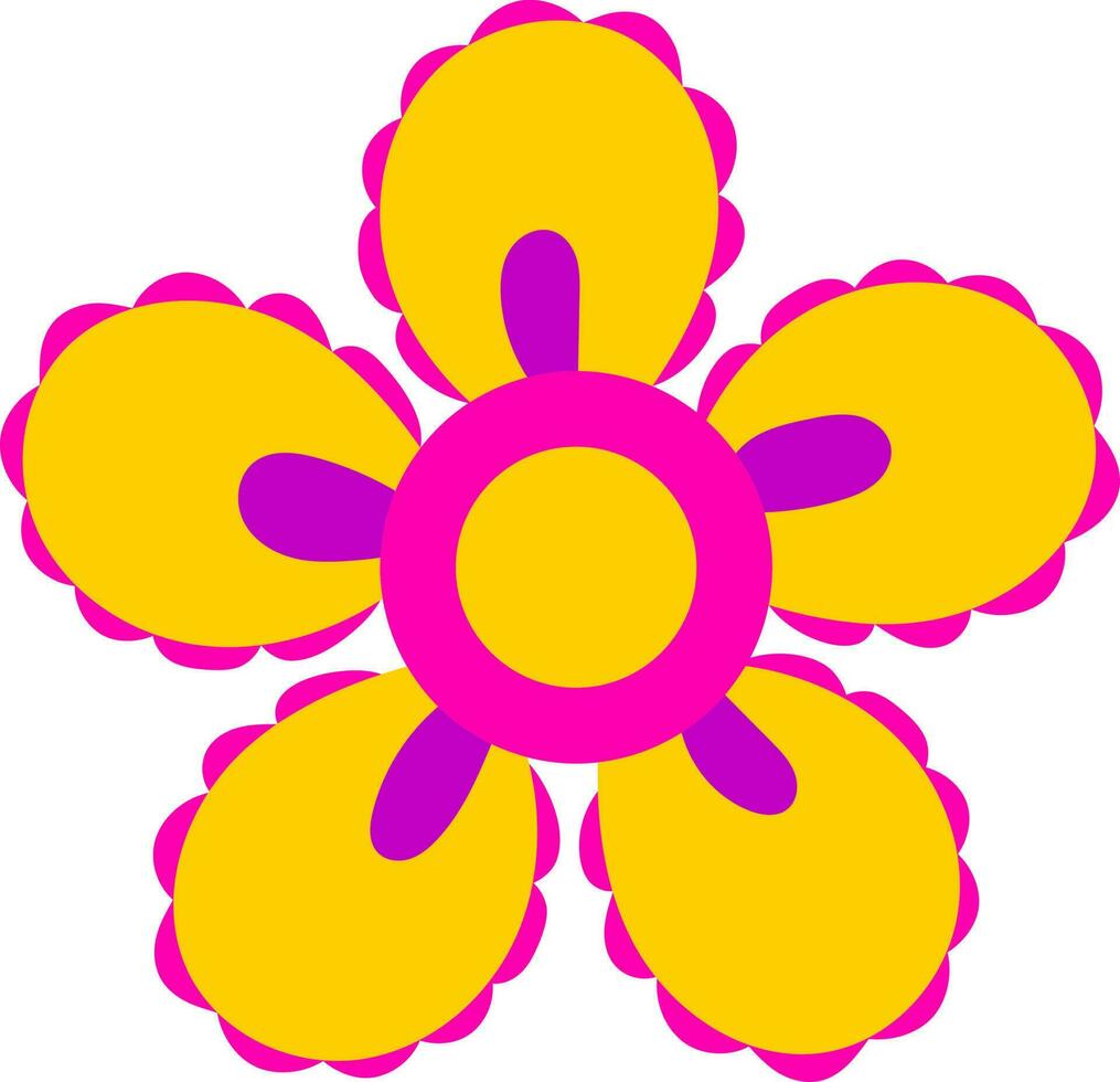 Pink And Yellow Beautiful Flower Flat Icon. vector