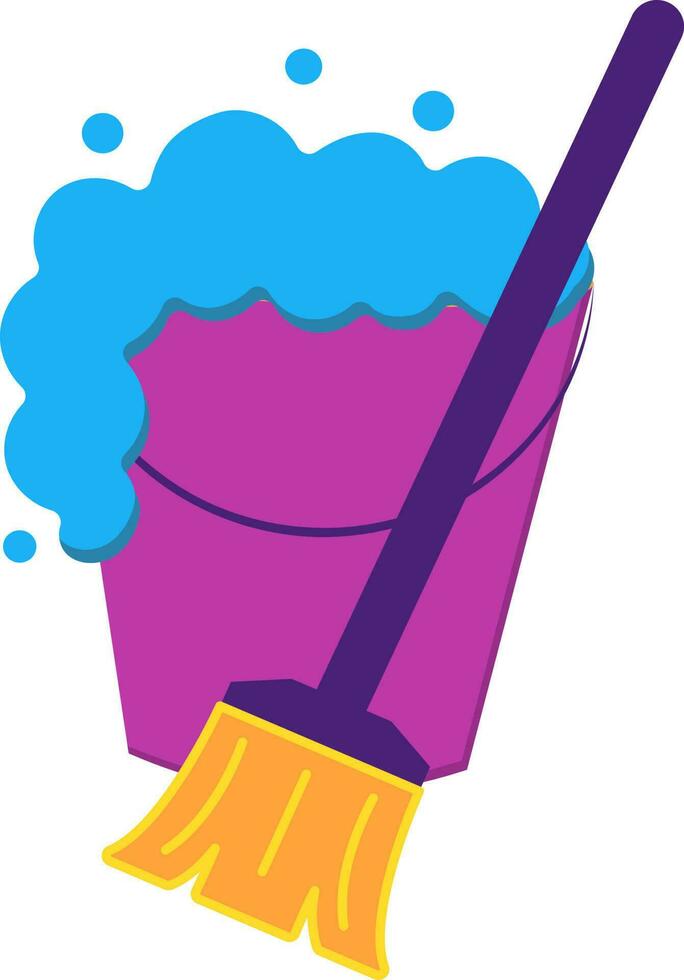 Isolated Bucket With Mop Cleaning Icon. vector