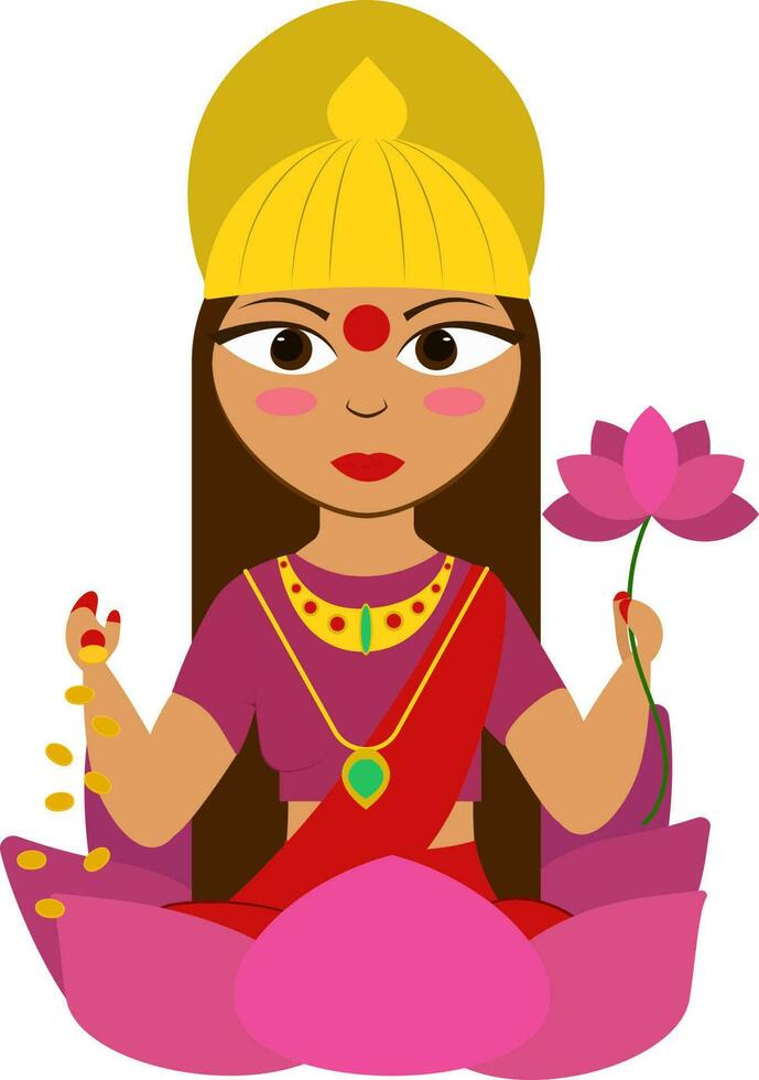 Money Goddess Of Maa Lakshmi Symbol Or Icon In Flat Style. vector