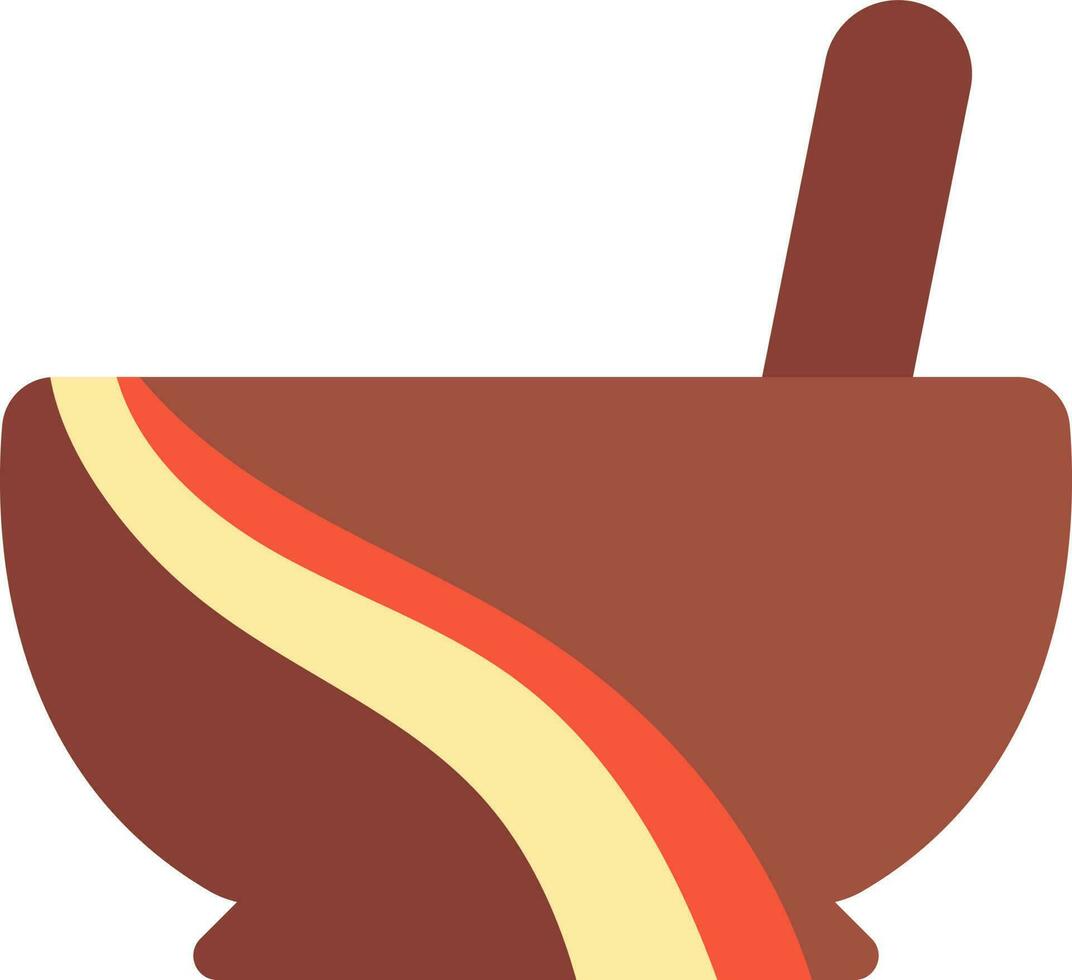 Wave Print Mortar Bowl And Pestle Colorful Icon. vector