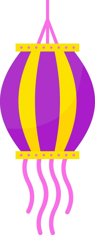 Purple And Yellow Circular Kandil Flat Icon. vector