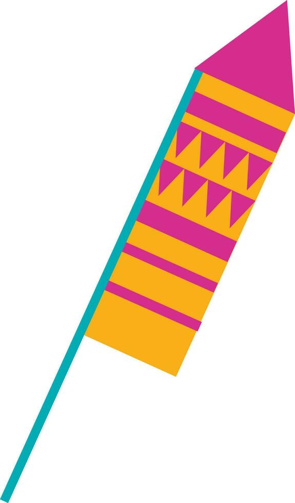 Pink And Orange Firecracker Rocket Flat Icon. vector