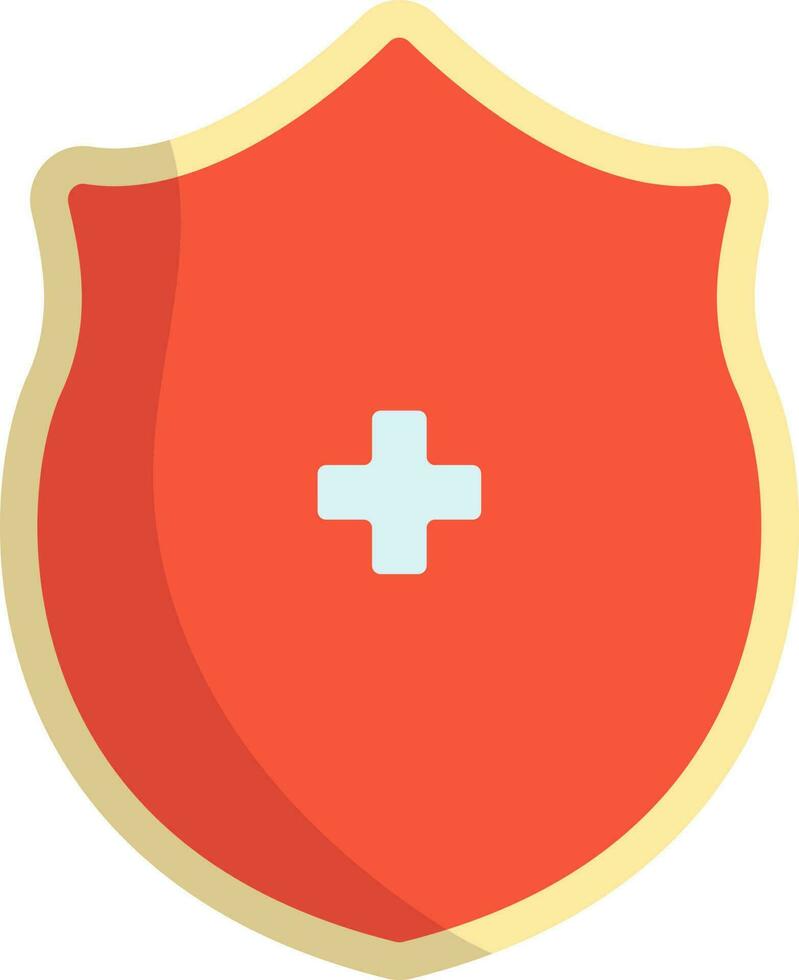 Isolated Medical Shield Flat Icon In Yellow And Red Color. vector