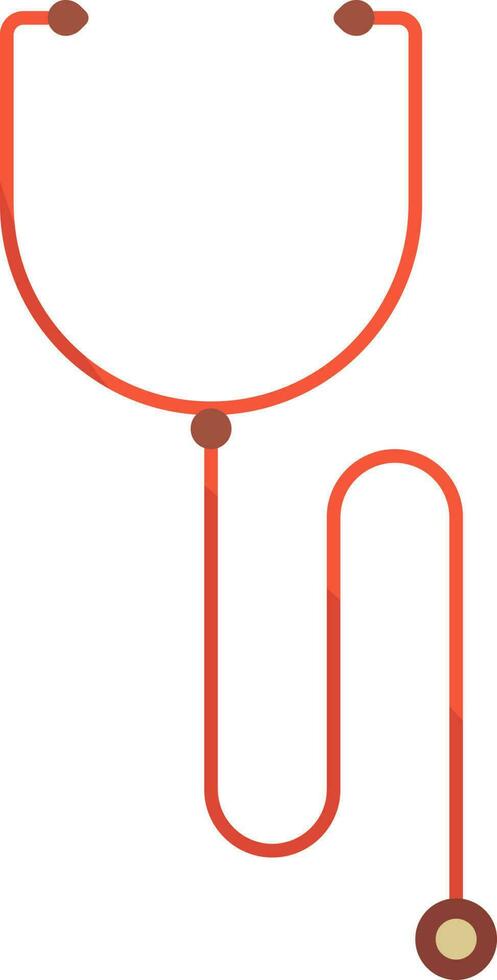 Red Stethoscope Flat Icon On White Background. vector