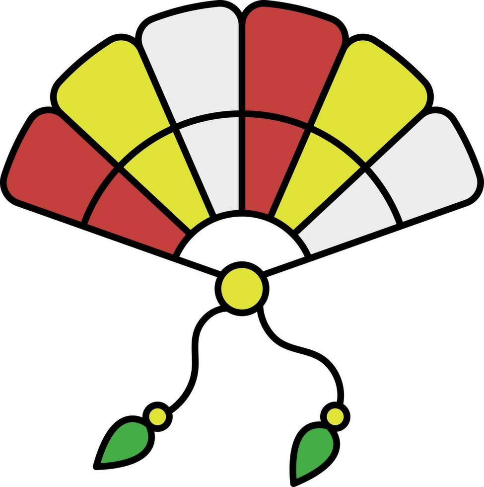 Colorful Chinese Fan Icon In Flat Style. vector