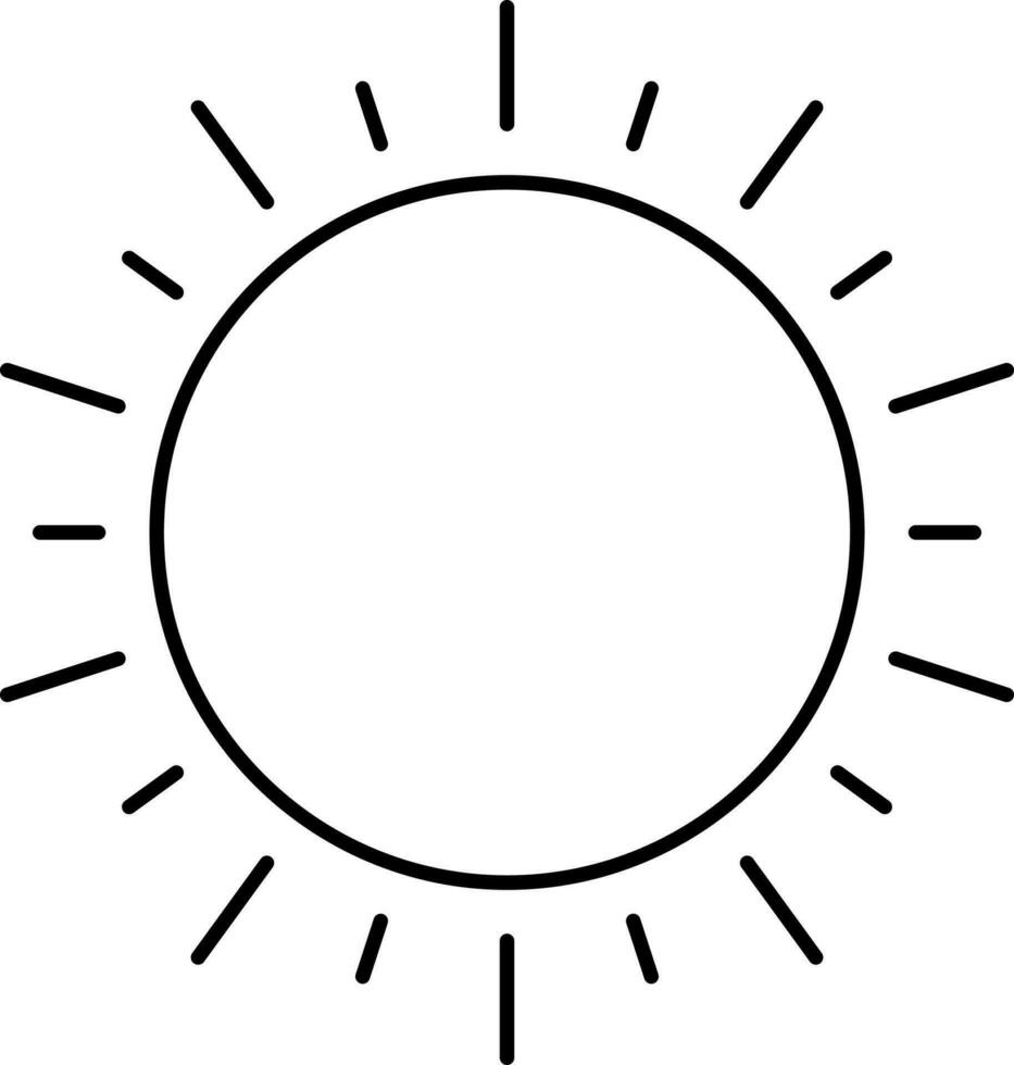 Black Stroke Sun Icon Or Symbol. vector