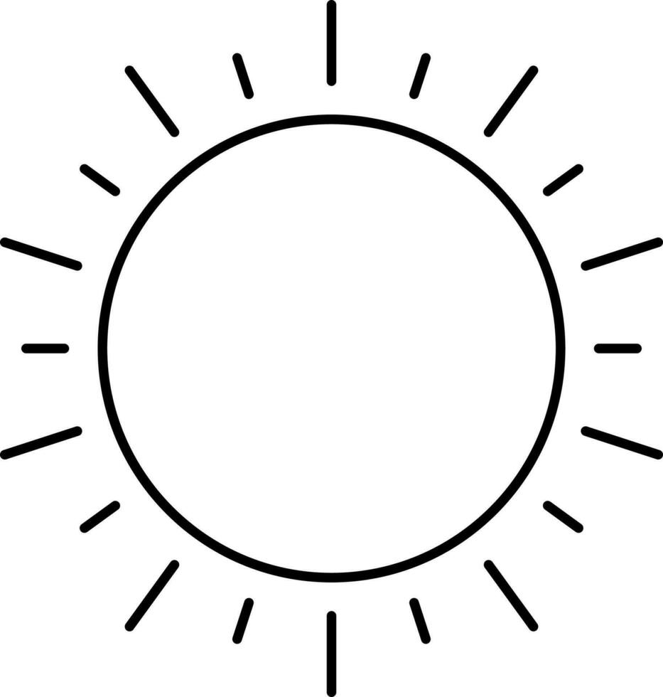 Black Stroke Sun Icon Or Symbol. vector