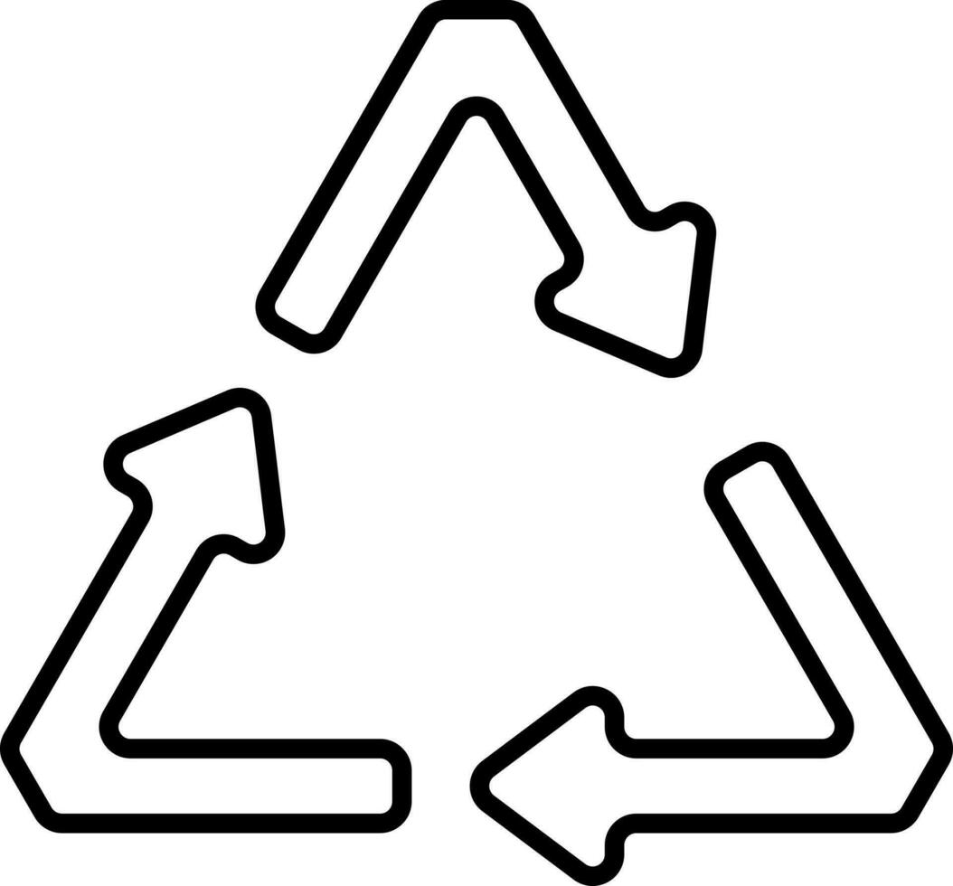Recycling Triangle Arrow Icon In Black Line Art. vector