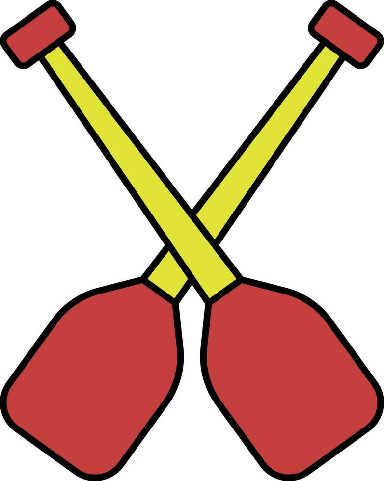 Cross Oars Flat Icon Red And Yellow Color. vector