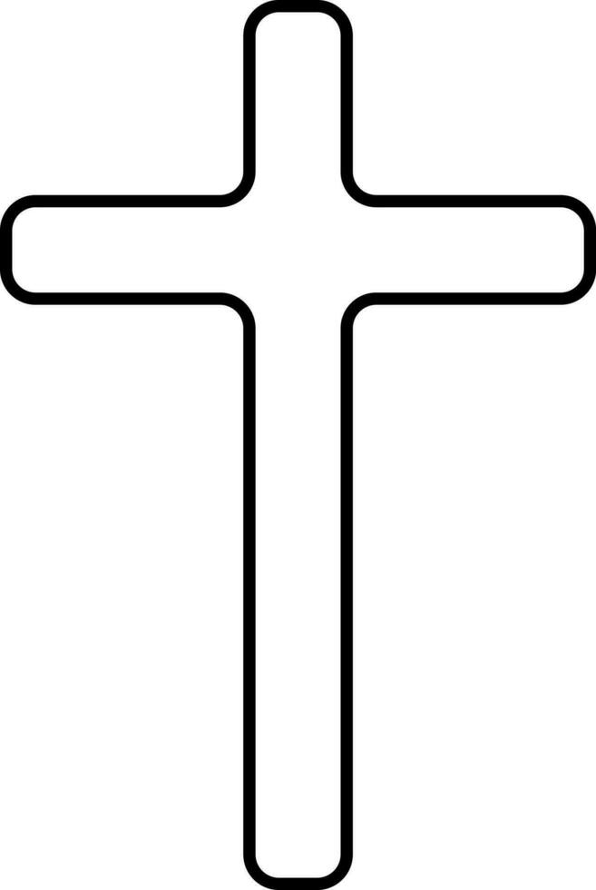 Black Outline Jesus Cross Icon Or Symbol. vector