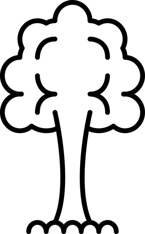Black Linear Style Tree Icon Or Symbol. vector