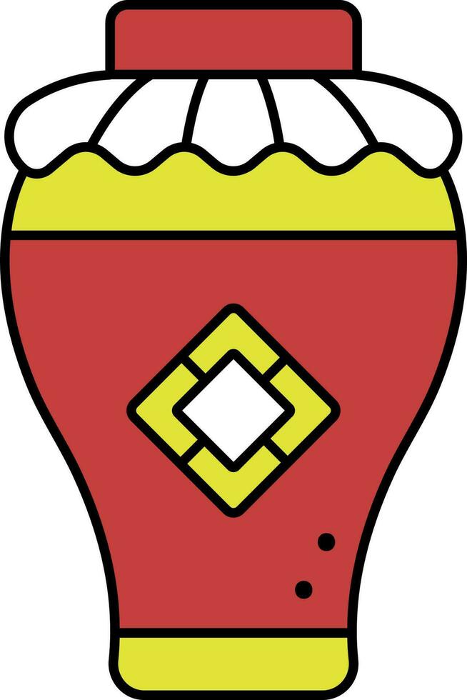 Realgar Wine Jar Yellow And Red Icon In Flat Style. vector