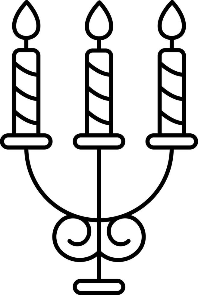 Burning Candelabra Icon In Black Stroke. vector