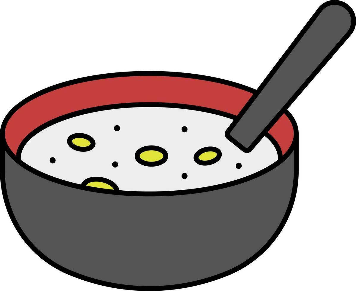 Flat Illustration Of Soup Bowl With Spoon Colorful Icon. vector