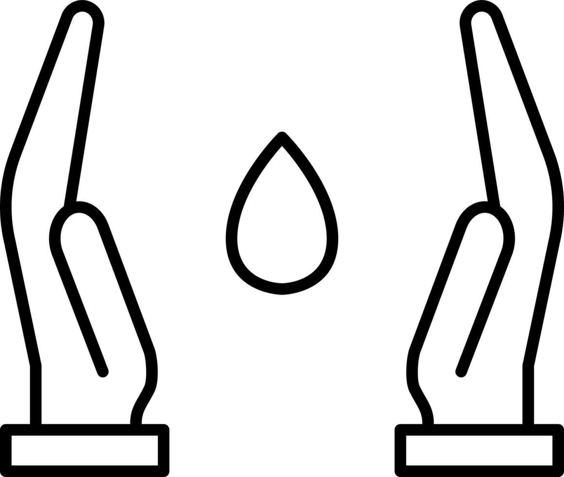 Save Water Icon In Black Line Art. vector