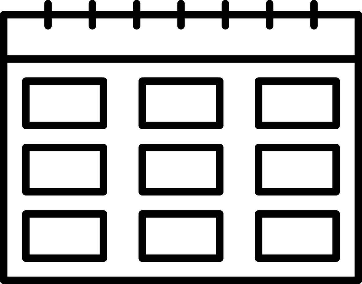Black Thin Line Art Calendar Icon. vector