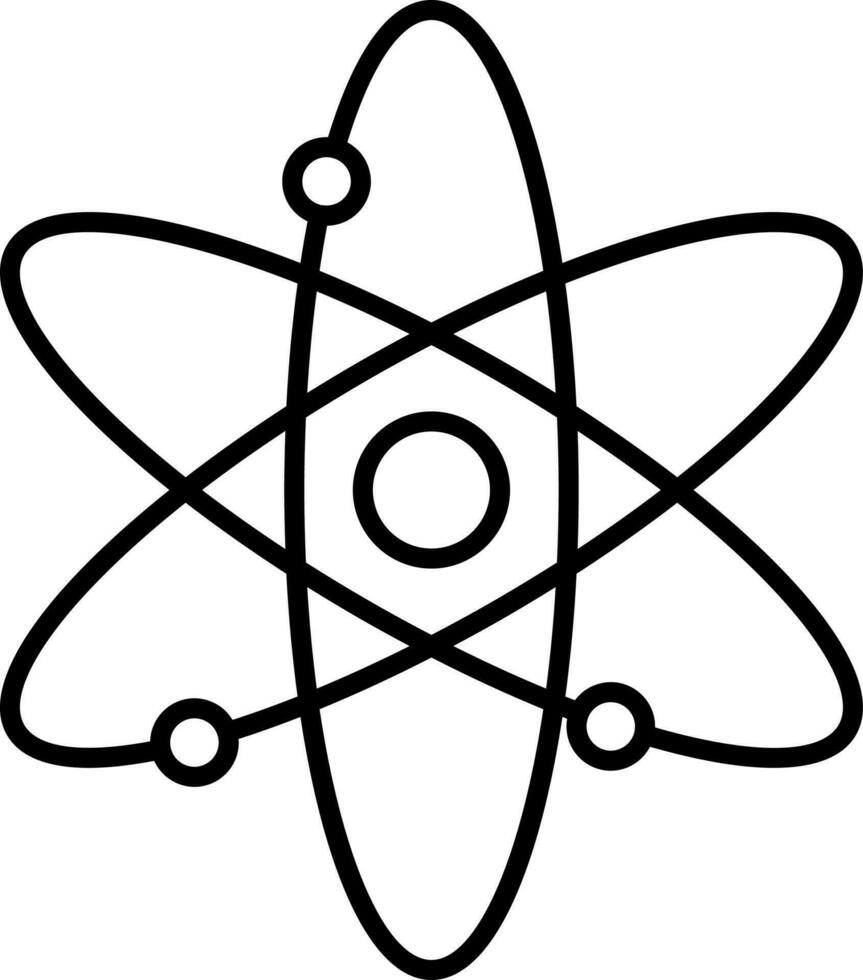 Atom Structure Icon In Black Line Art. vector