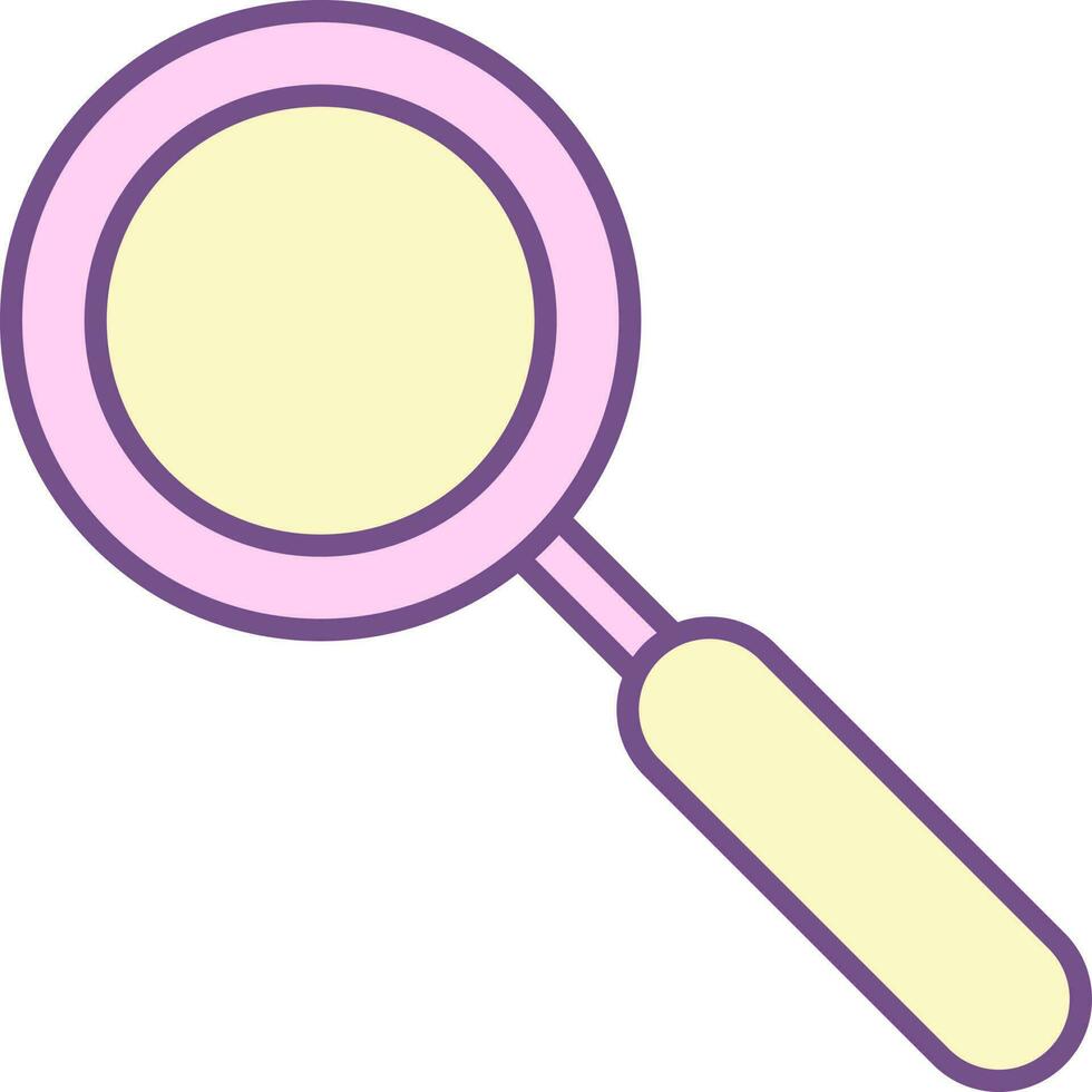 Magnifying Glass Icon In Purple And Yellow Color. vector