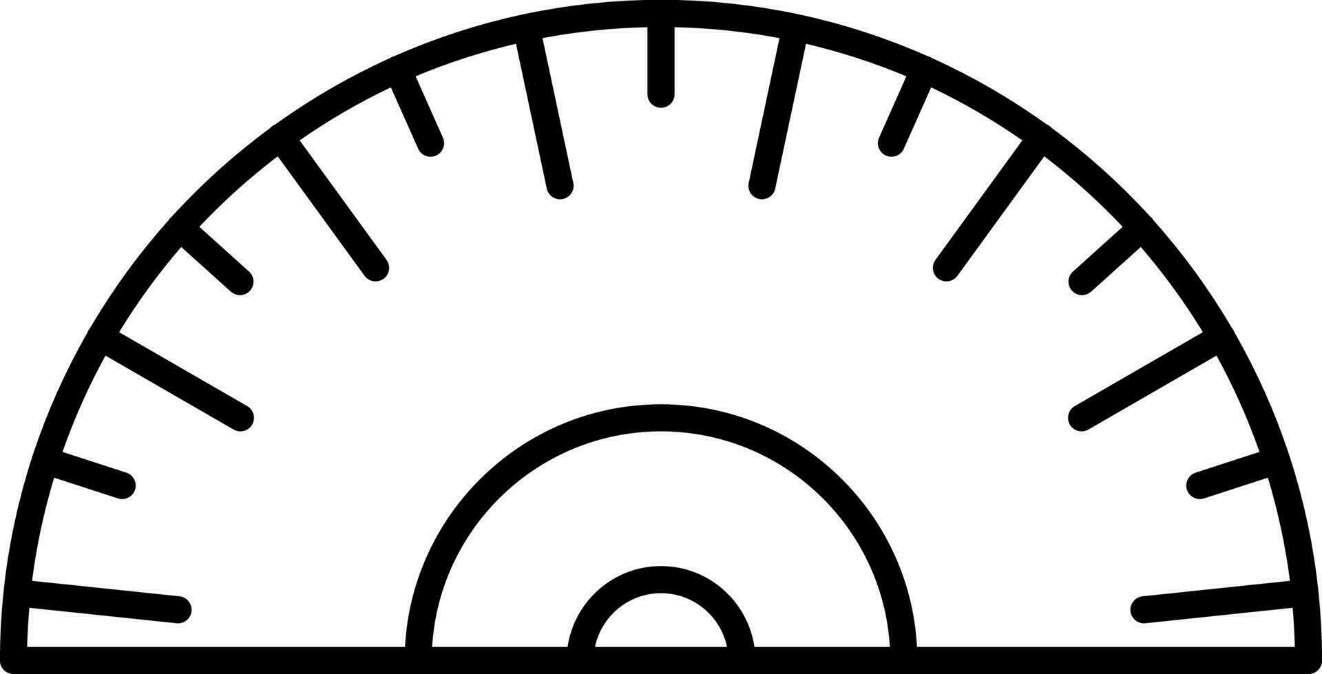 Protractor Icon In Black Line Art. vector