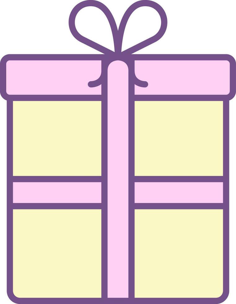 regalo caja icono en púrpura y amarillo color. vector