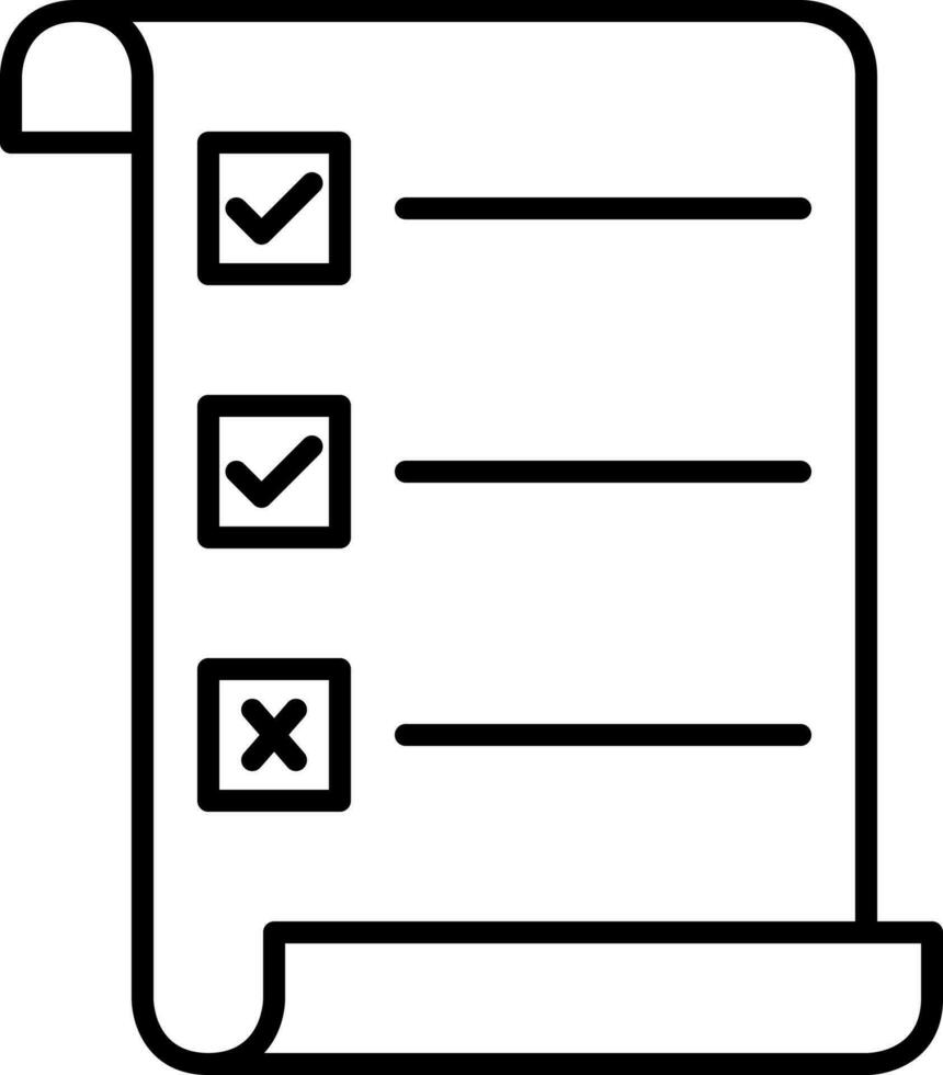 Desplazarse Lista de Verificación icono en negro línea Arte. vector