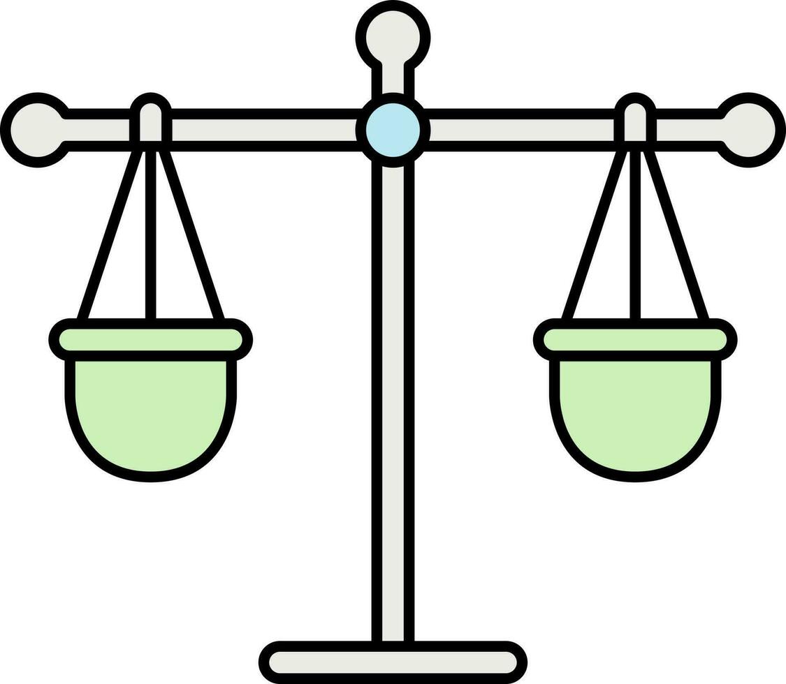Flat Style Balance Scale Icon In Green And Gray Color. vector