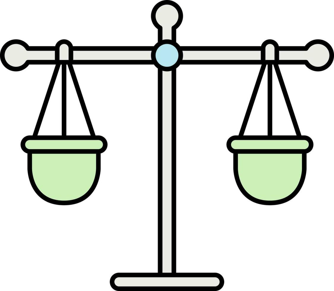 Flat Style Balance Scale Icon In Green And Gray Color. vector