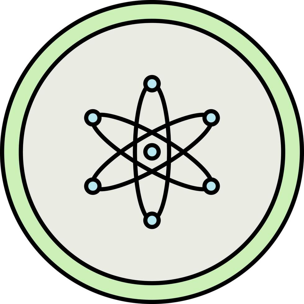 Atomic Structure Circle Icon In Green And Gray Color. vector