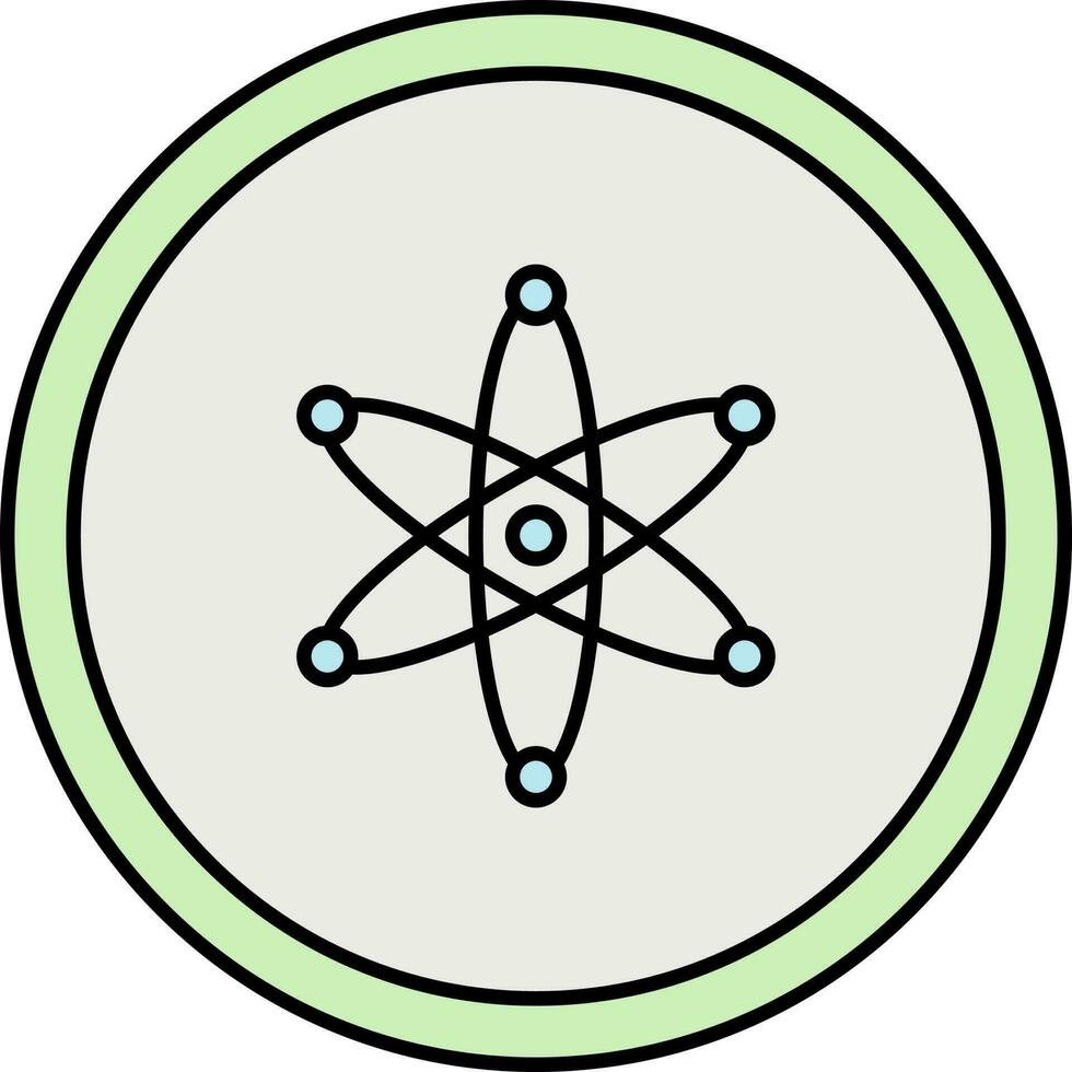 Atomic Structure Circle Icon In Green And Gray Color. vector