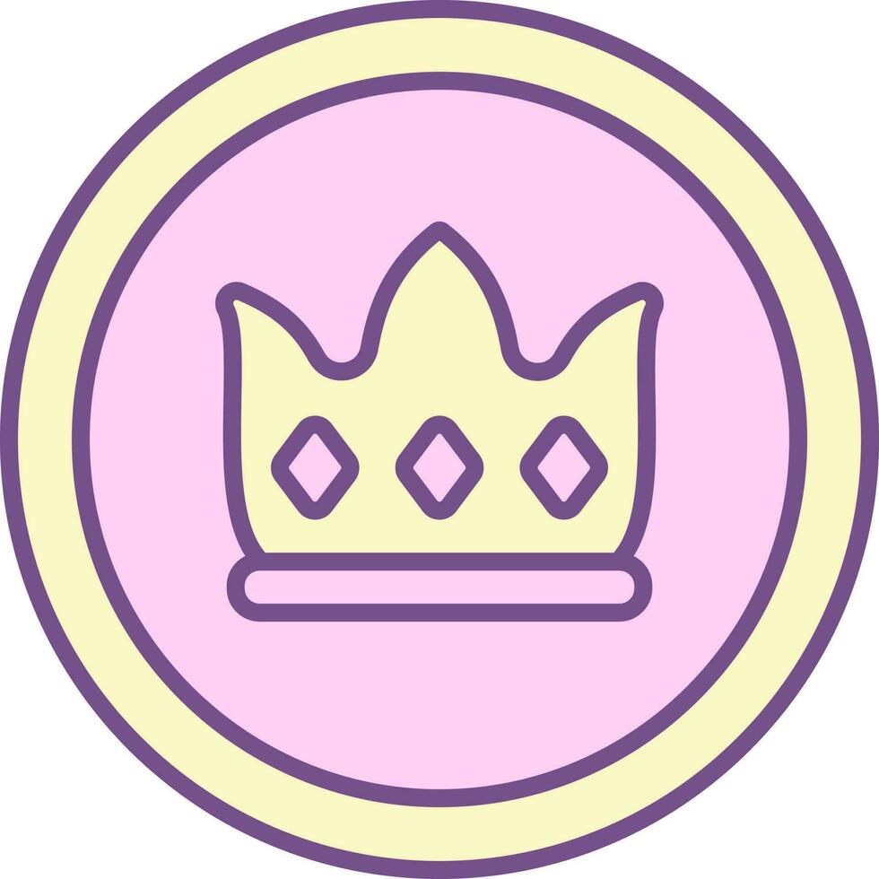 Crown Button Icon In Purple And Yellow Color. vector