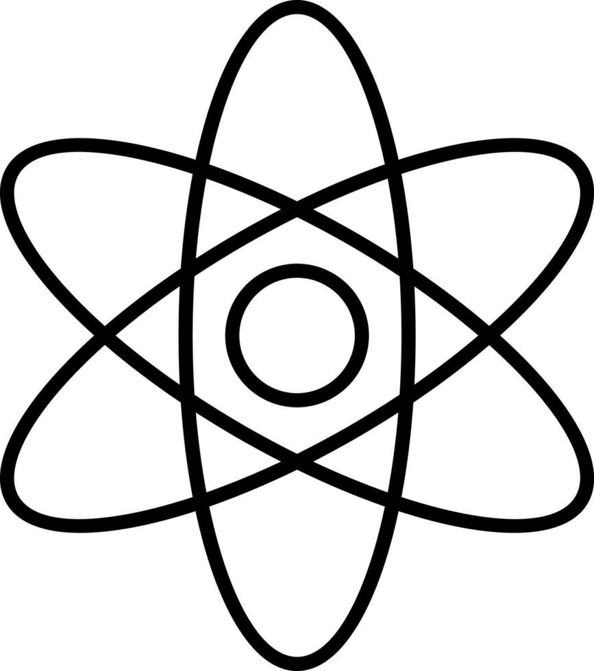Black Atomic Structure Linear Icon. vector